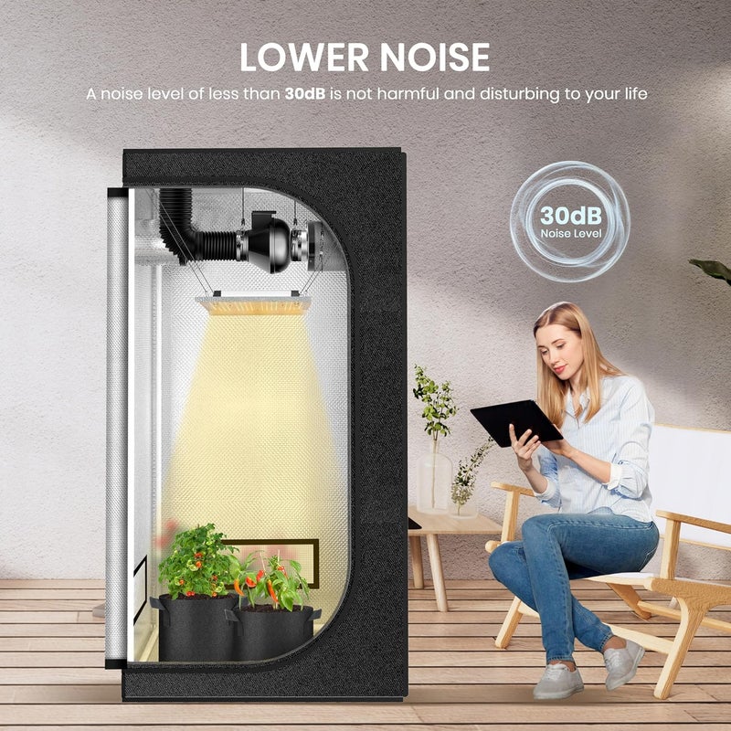 I-Power 4 Inch 195 CFM Inline Duct Exhaust Fan Air Vent Booster Ventiliation Blower for Grow Tent, Attic, HVAC, Basements or Kitchens, Low Noise, 2 Packs, Black - Image 2